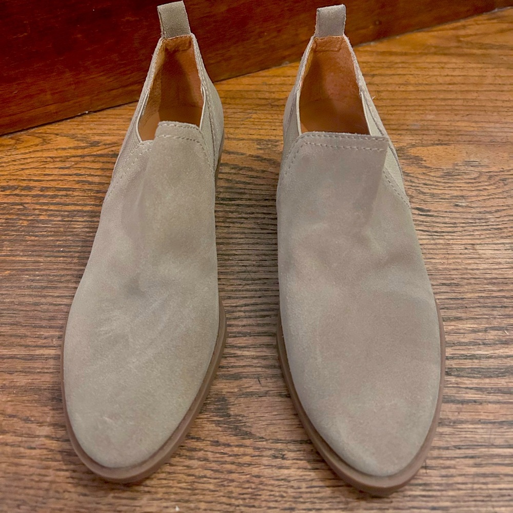 Lucky Brand Tan Ankle Booties Suede Slip-On
